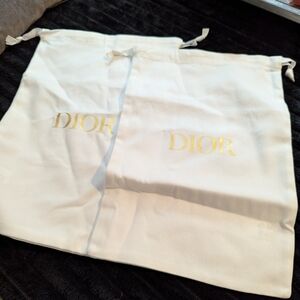 Dior White and Gold Dust Bag